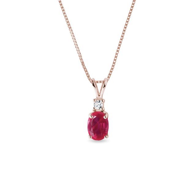 RUBY AND DIAMOND ROSE GOLD NECKLACE - RUBY NECKLACES - NECKLACES