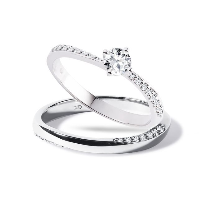 DIAMOND ENGAGEMENT SET IN WHITE GOLD - ENGAGEMENT AND WEDDING MATCHING SETS - ENGAGEMENT RINGS