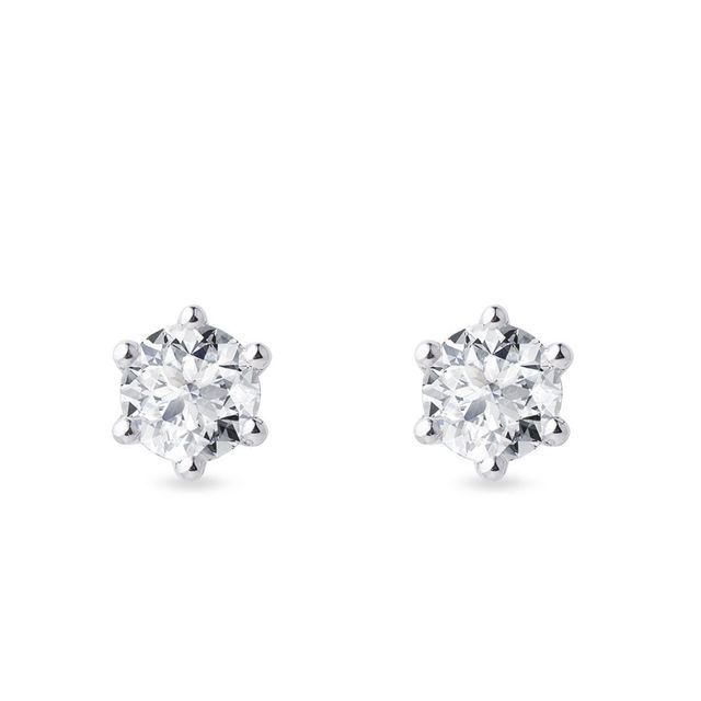 PUCES D'OREILLE EN OR BLANC AVEC DIAMANT 1 CT - PUCES D'OREILLES EN DIAMANT - BOUCLES D'OREILLES