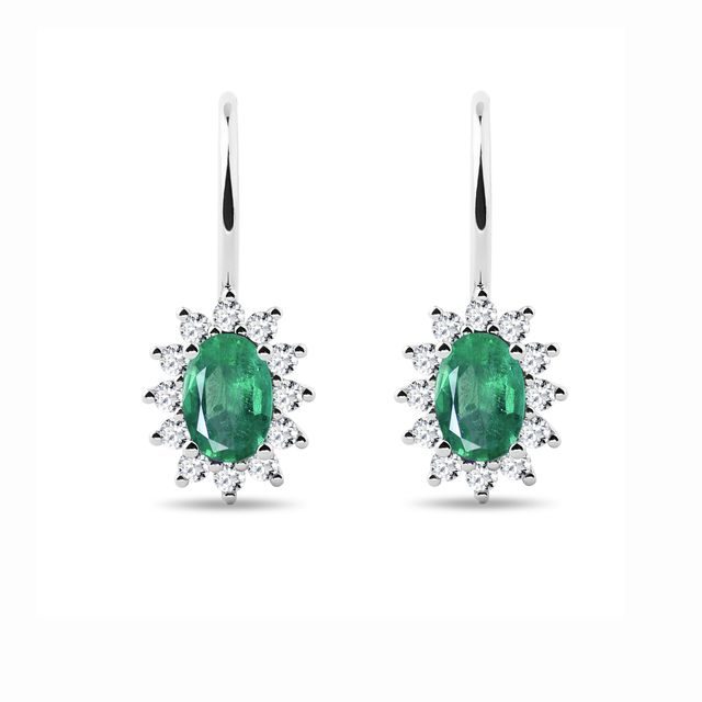 BOUCLES D'OREILLES AVEC DIAMANTS ET ÉMERAUDES - BOUCLES D'OREILLES EN ÉMERAUDE - BOUCLES D'OREILLES