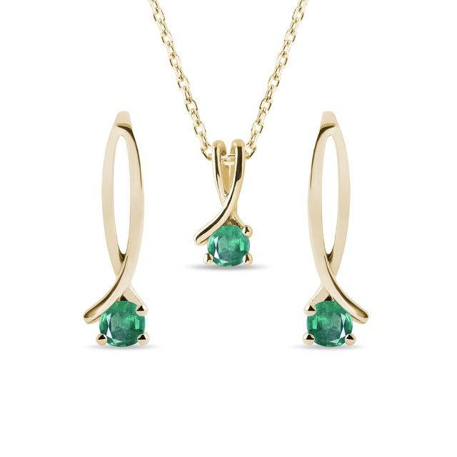 EMERALD YELLOW GOLD SET - JEWELLERY SETS - FINE JEWELLERY