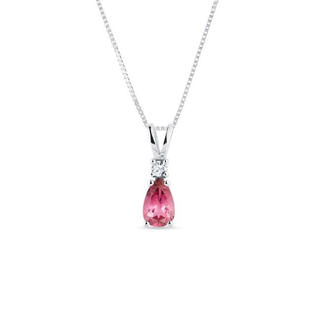 COLLIER EN OR BLANC AVEC TOURMALINE SOLITAIRE - COLLIERS AVEC TOURMALINE - COLLIERS