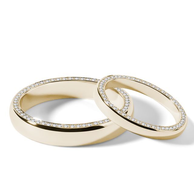 ENSEMBLE D'ALLIANCES EN OR JAUNE AVEC DIAMANTS LATÉRAUX - ENSEMBLE D’ALLIANCES EN OR JAUNE - ALLIANCES DE MARIAGE