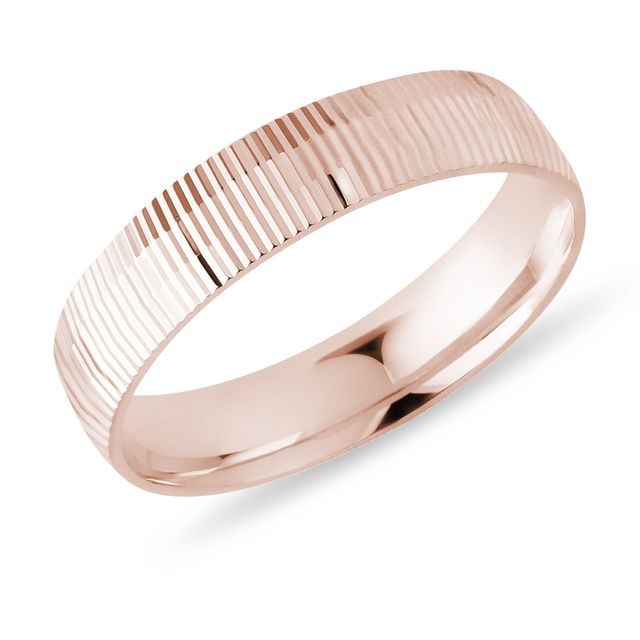 MEN'S VERTICAL RIDGE 14K ROSE GOLD RING - ROSE GOLD RINGS - RINGS
