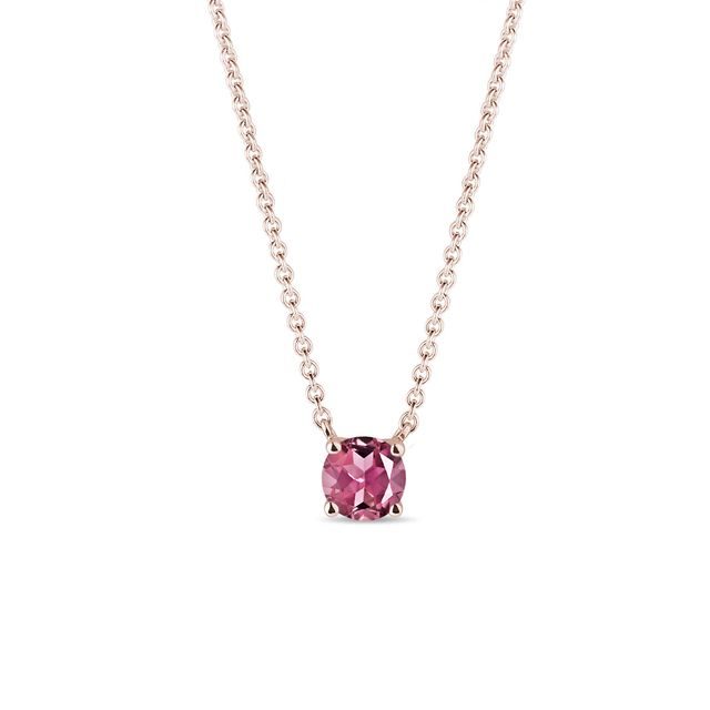 NECKLACE WITH PINK TOURMALINE IN ROSE GOLD - TOURMALINE NECKLACES - NECKLACES