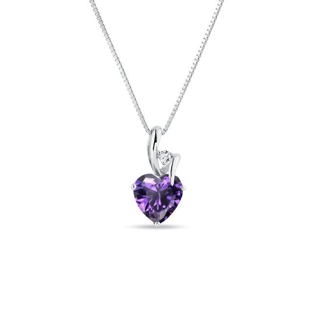 GOLDHALSKETTE MIT AMETHYST UND DIAMANT - KETTEN MIT AMETHYST - KETTEN