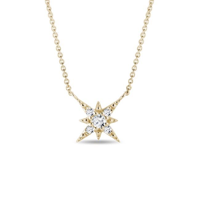 DIAMANTHALSKETTE IN POLARSTERNFORM AUS GELBGOLD - KETTEN MIT DIAMANTEN - KETTEN