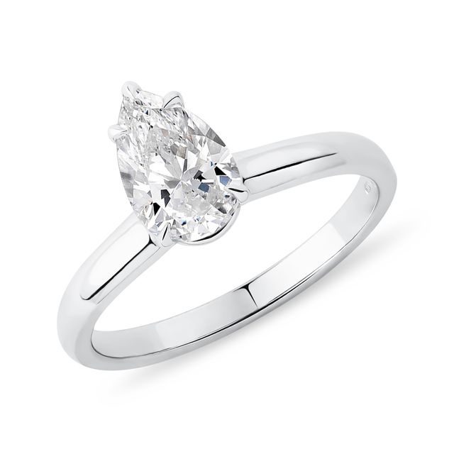 TEARDROP LAB GROWN DIAMOND RING IN WHITE GOLD - ENGAGEMENT DIAMOND RINGS - ENGAGEMENT RINGS