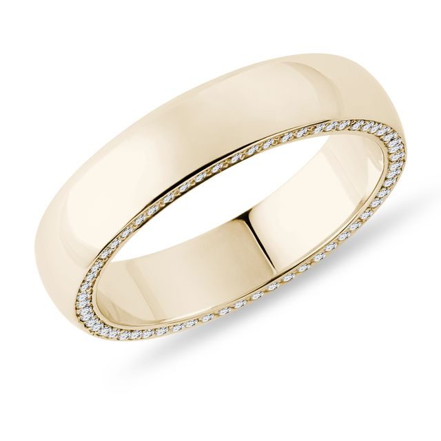 ALLIANCE POUR HOMME EN OR JAUNE ET DIAMANTS LATÉRAUX - ALLIANCES DE MARIAGE HOMMES - ALLIANCES DE MARIAGE