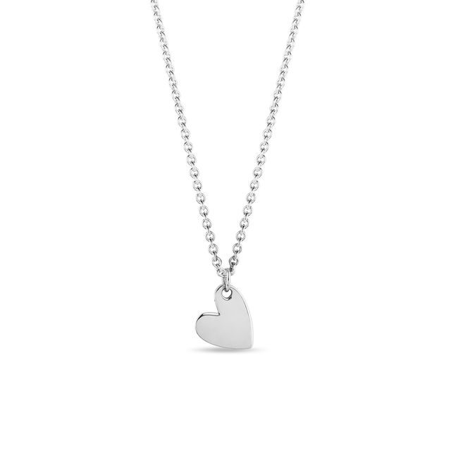 Minimalist heart pendant in 14k white gold
