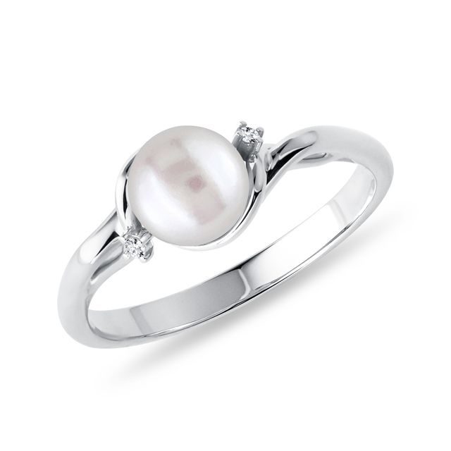 RING MIT PERLE UND BRILLANTEN IN WEISSGOLD - PERLEN RINGE - PERLEN