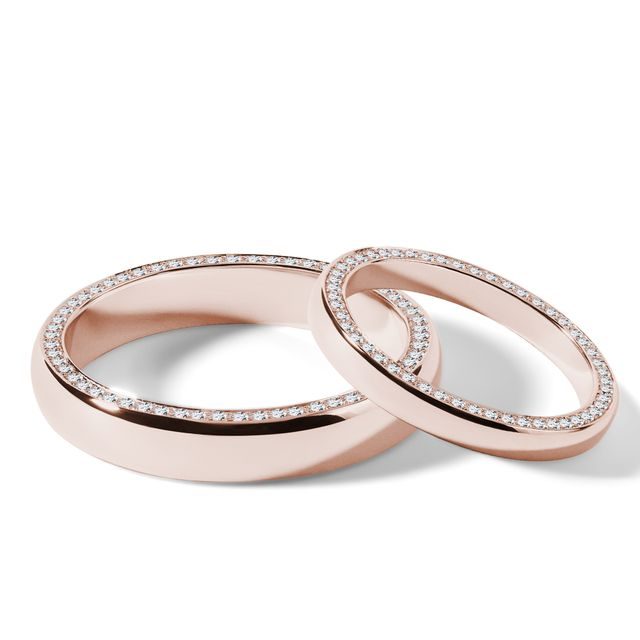 ENSEMBLE D'ALLIANCES EN OR ROSE AVEC DIAMANTS LATÉRAUX - ENSEMBLE D’ALLIANCES EN OR ROSE - ALLIANCES DE MARIAGE