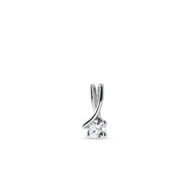 WHITE GOLD DIAMOND RIBBON PENDANT - PENDANTS - NECKLACES