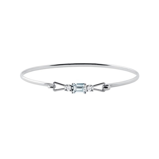 AQUAMARINE AND DIAMOND BRACELET IN WHITE GOLD - GEMSTONE BRACELETS - BRACELETS