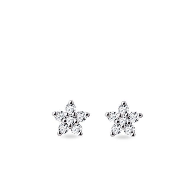 BOUCLE D'OREILLES ÉTOILES OR BLANC AVEC DIAMANTS - PUCES D'OREILLES EN DIAMANT - BOUCLES D'OREILLES