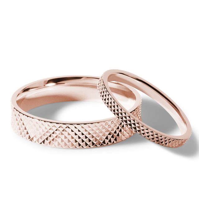 EHERINGE AUS 14 KT ROSÉGOLD MIT ZARTEM MUSTER - ROSÉGOLDENE TRAURINGE IM SET - TRAURINGE