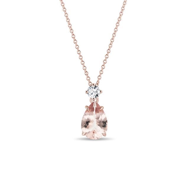 PENDENTIF EN OR ROSE AVEC MORGANITE ET DIAMANT - COLLIERS AVEC MORGANITE - COLLIERS