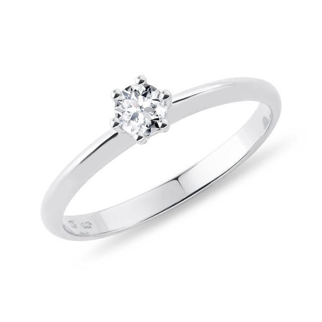 THIN BAND WHITE GOLD DIAMOND ENGAGEMENT RING - SOLITAIRE ENGAGEMENT RINGS - ENGAGEMENT RINGS