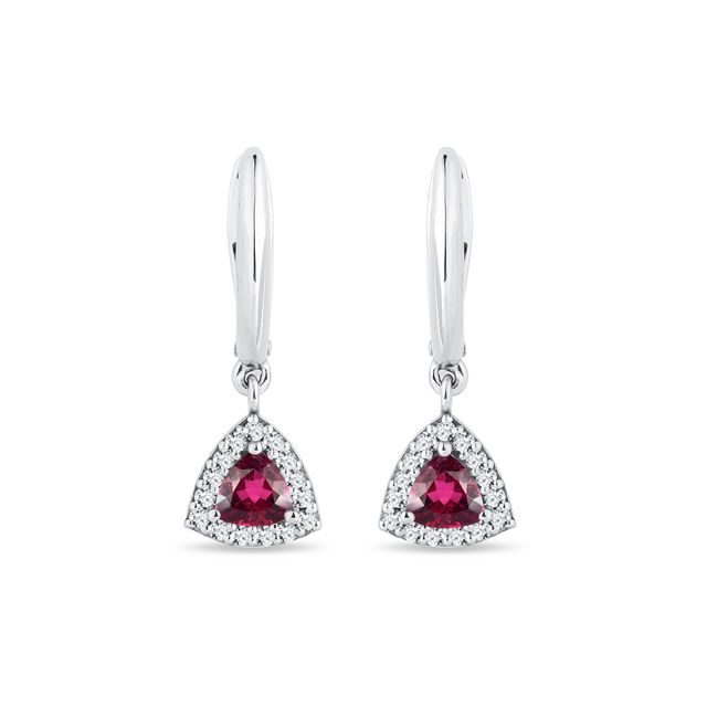 RUBELLITE AND DIAMOND EARRINGS IN WHITE GOLD - TOURMALINE EARRINGS - EARRINGS