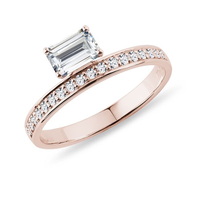 MOISSANITE AND DIAMOND RING IN 14K ROSE GOLD - ROSE GOLD RINGS - RINGS