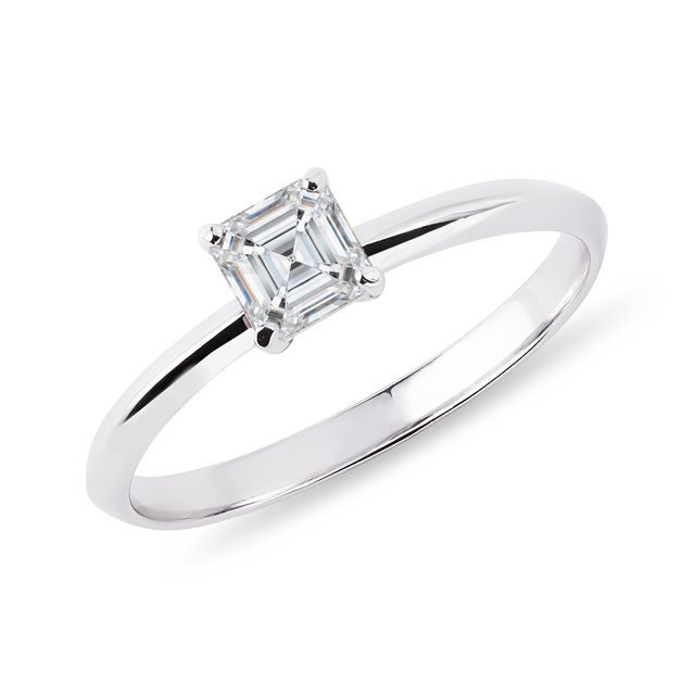 ASSCHER CUT DIAMOND RING IN WHITE GOLD - ENGAGEMENT DIAMOND RINGS - ENGAGEMENT RINGS