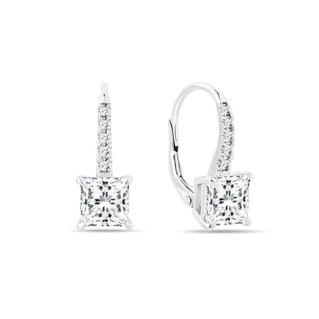 BOUCLES D'OREILLES EN OR BLANC ET DIAMANTS DE SYNTHÈSE - BOUCLES D'OREILLES EN DIAMANT - BOUCLES D'OREILLES