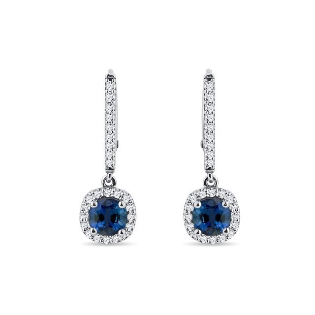 BRILLIANT EARRINGS WITH SAPPHIRES IN WHITE GOLD - SAPPHIRE EARRINGS - EARRINGS