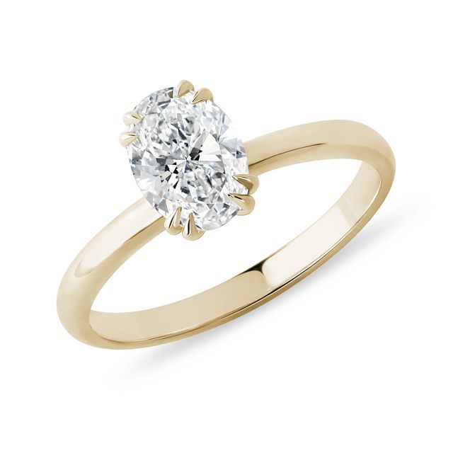 OVAL DOUBLE PRONG LAB GROWN DIAMOND RING IN YELLOW GOLD - RINGS WITH LAB-GROWN DIAMONDS - ENGAGEMENT RINGS