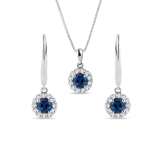 SAPPHIRE JEWELLERY SET IN WHITE GOLD - JEWELLERY SETS - FINE JEWELLERY