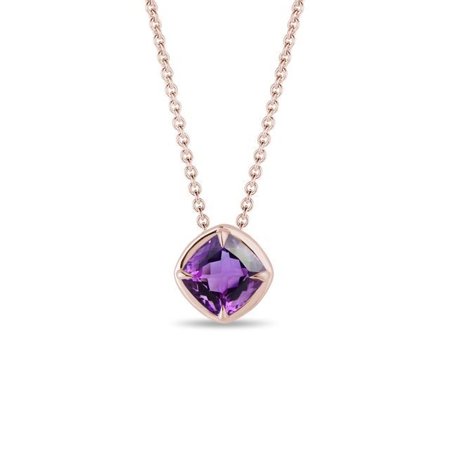 NECKLACE WITH AMETHYST IN ROSE GOLD - AMETHYST NECKLACES - NECKLACES