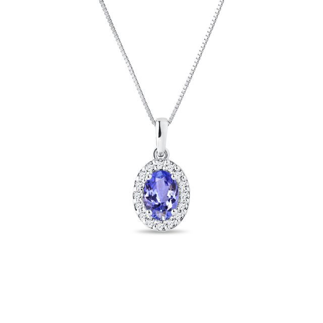 TANZANITE AND DIAMOND PENDANT IN WHITE GOLD - TANZANITE NECKLACES - NECKLACES