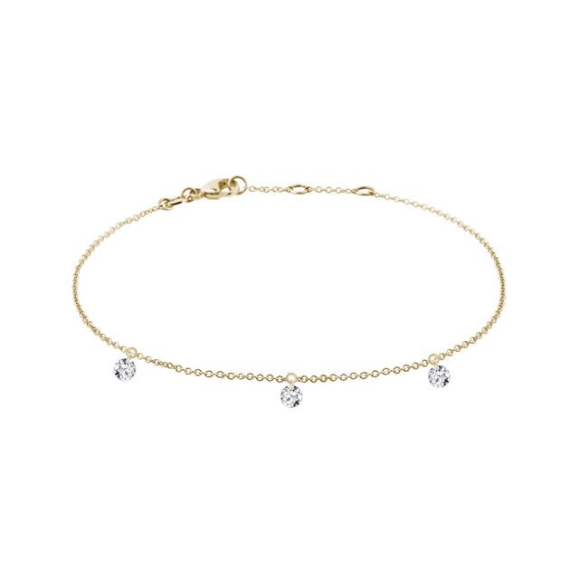 THREE DIAMOND YELLOW GOLD BRACELET - DIAMOND BRACELETS - BRACELETS