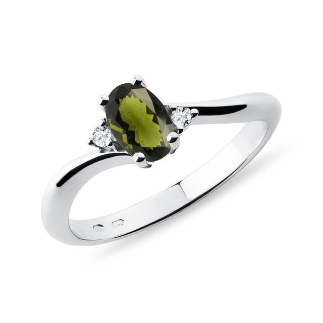 RING AUS WEISSGOLD MIT MOLDAVIT - RINGE MOLDAVIT - RINGE