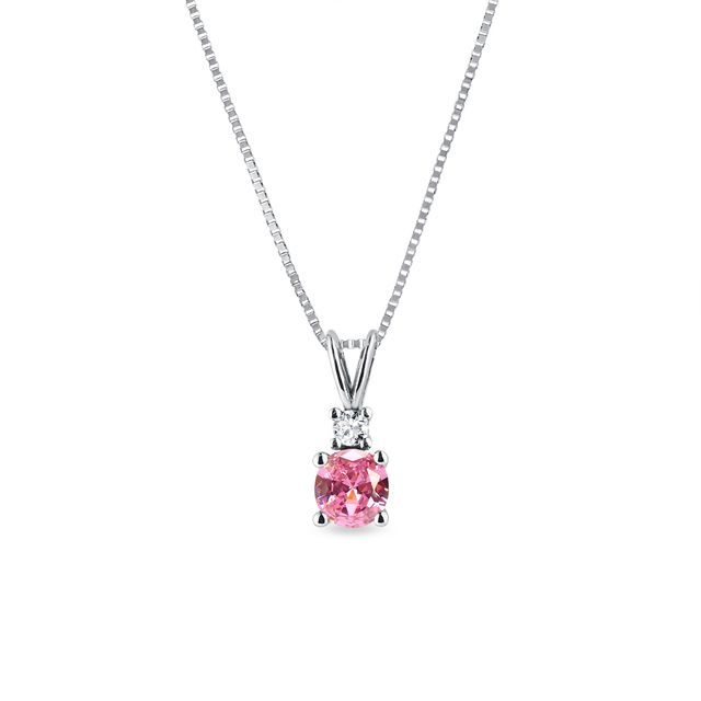 PINK SAPPHIRE AND DIAMOND WHITE GOLD NECKLACE - SAPPHIRE NECKLACES - NECKLACES