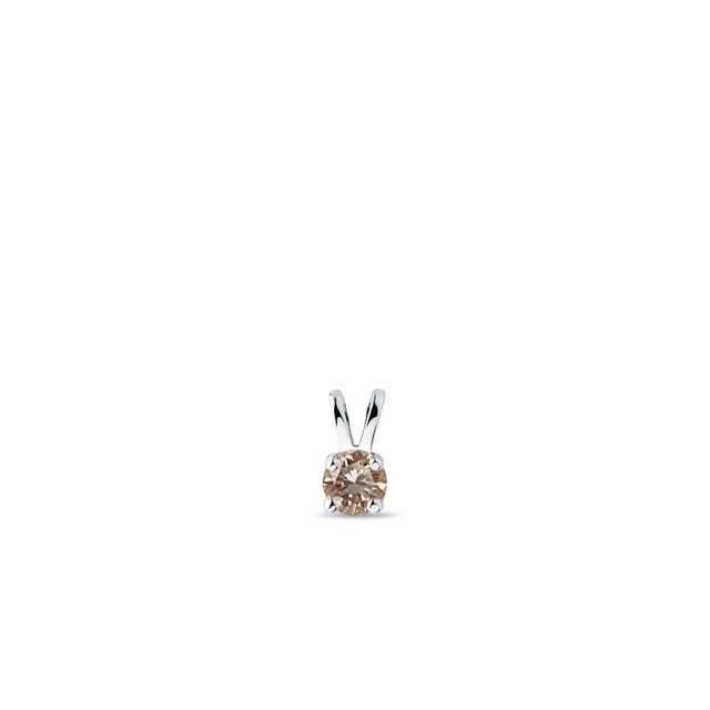 PENDENTIF DIAMANT CHAMPAGNE EN OR BLANC - PENDENTIFS - COLLIERS