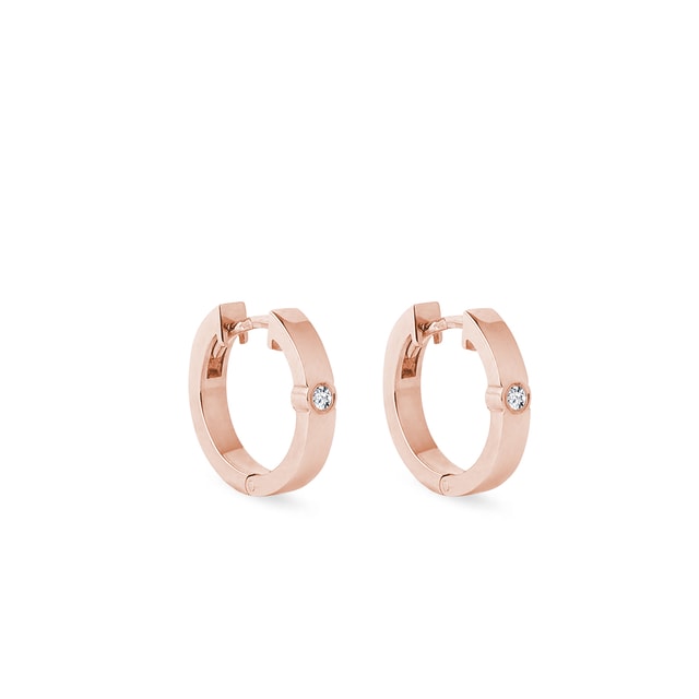 Diamond hoop earrings in rose gold
