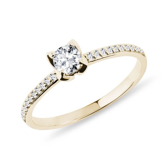 DIAMOND ENGAGEMENT RING IN YELLOW GOLD - ENGAGEMENT DIAMOND RINGS - ENGAGEMENT RINGS