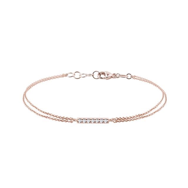 DOPPELKETTENARMBAND MIT DIAMANTSTAB IN ROSEGOLD - ARMBÄNDER MIT DIAMANTEN - ARMBÄNDER