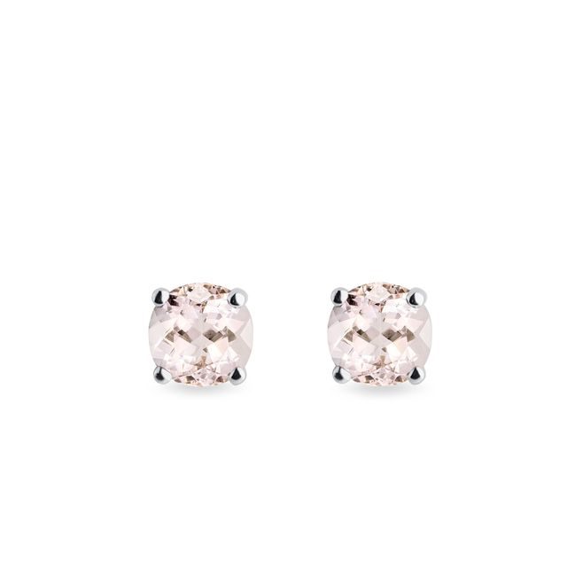 PINK MORGANITE STUD EARRINGS IN WHITE GOLD - MORGANITE EARRINGS - EARRINGS