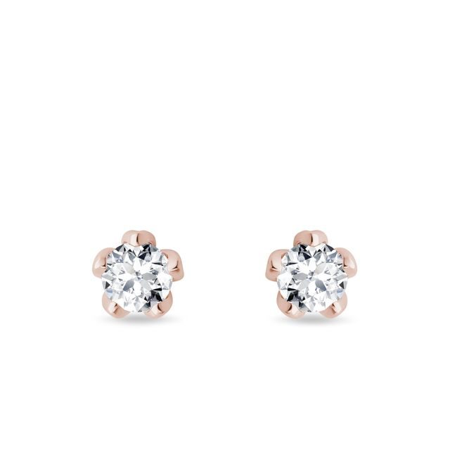 DIAMANT-BLUMEN-OHRSTECKER AUS ROSÉGOLD - OHRSTECKER DIAMANT - OHRRINGE
