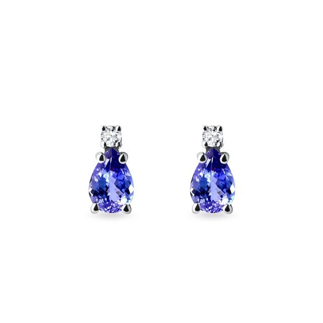 BOUCLES D'OREILLES PENDANTES AVEC TANZANITES ET DIAMANTS - BOUCLES D’OREILLES EN TANZANITE - BOUCLES D'OREILLES