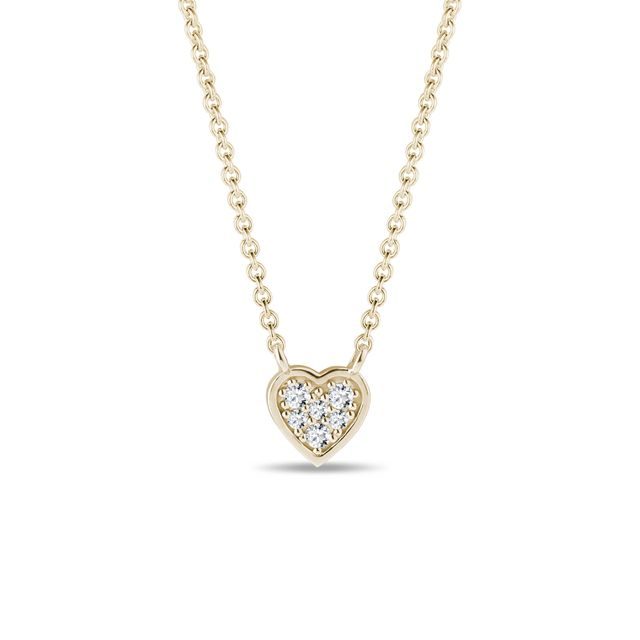 HEART-SHAPED DIAMOND PENDANT IN YELLOW GOLD - DIAMOND NECKLACES - NECKLACES