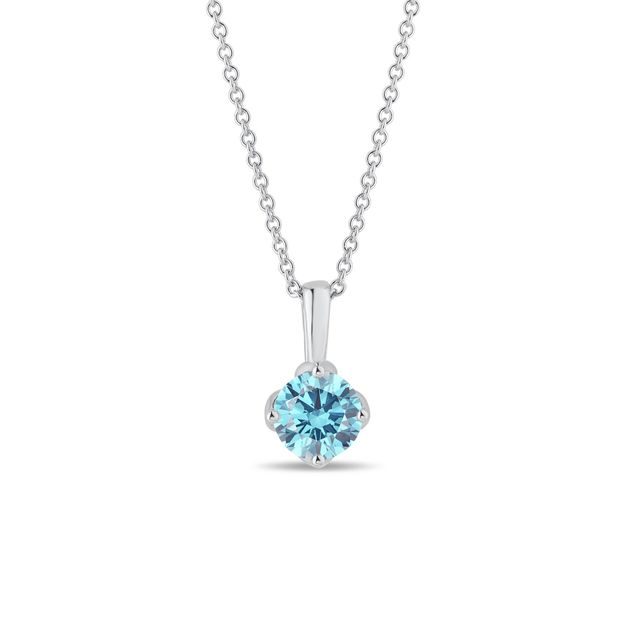 NASZYJNIK Z 1KT NIEBIESKIM DIAMENTEM W BIAŁYM ZŁOCIE - NASZYJNIKI Z DIAMENTAMI - NASZYJNIKI
