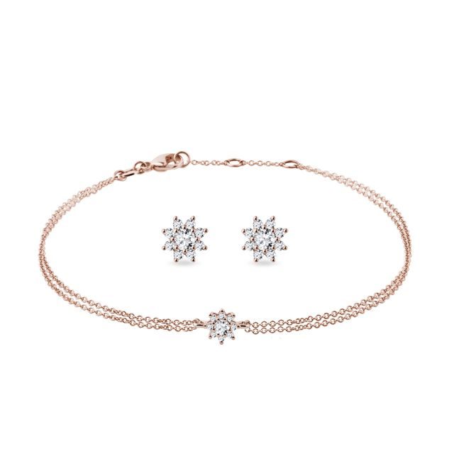 DIAMOND EARRING AND BRACELET SET IN ROSE GOLD - DIAMOND SETS - FINE JEWELRY