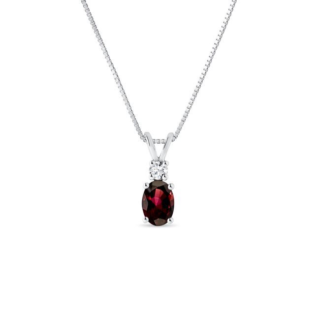 HALSKETTE MIT GRANAT UND DIAMANT IN WEISSGOLD - KETTEN MIT GRANAT - KETTEN
