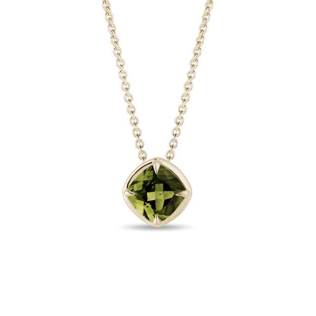 COLLIER EN OR AVEC MOLDAVITE - COLLIERS AVEC MOLDAVITE - COLLIERS