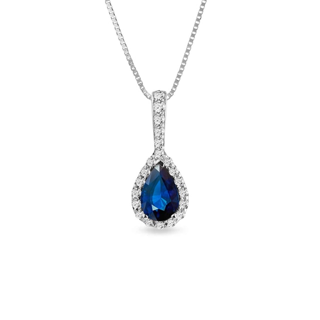 Teardrop sapphire necklace with diamonds