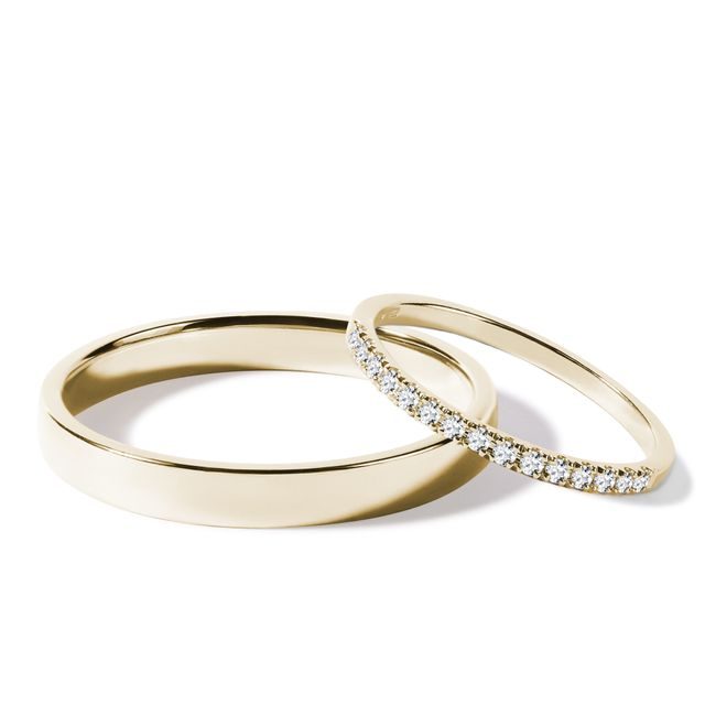 YELLOW GOLD AND DIAMOND WEDDING RING SET - YELLOW GOLD WEDDING SETS - WEDDING RINGS