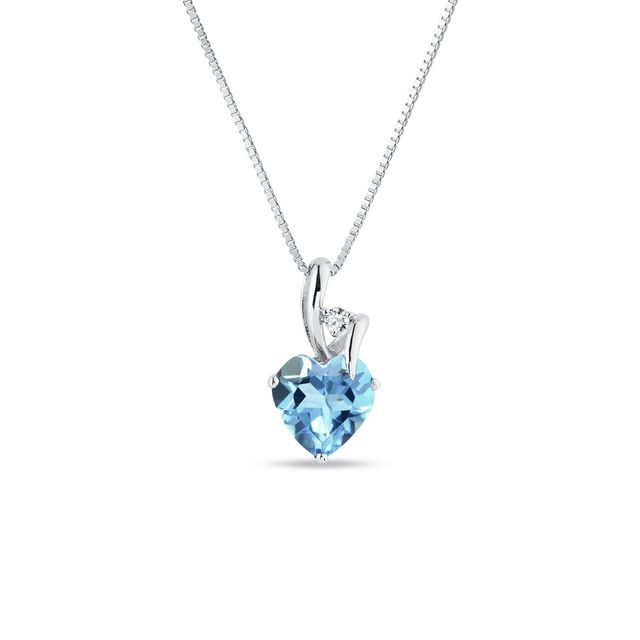 HEART-SHAPED TOPAZ AND DIAMOND NECKLACE IN WHITE GOLD - TOPAZ NECKLACES - NECKLACES