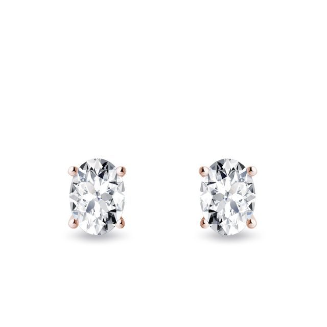 OVAL LAB GROWN DIAMOND EARRINGS IN ROSE GOLD - DIAMOND STUD EARRINGS - EARRINGS